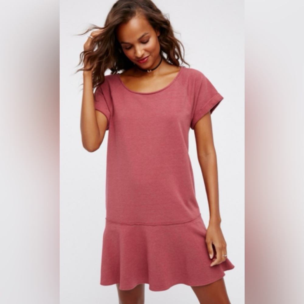 Free People drop waist mini dress mauve XS